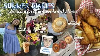 Thumbnail: quiet summer weekend alone (farmer's market, mukbang, book shopping and more!) 🫐🍩📖