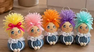 Thumbnail: Cute Doll Keychain from Denim & Yarn Scraps | Easy Upcycling Idea