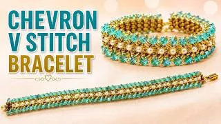 Thumbnail: Chevron  V Stitch Beaded Bracelet – Easy DIY Jewelry Tutorial for Beginners