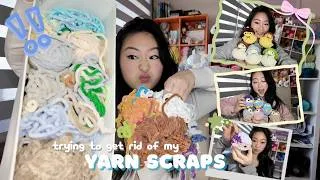 Thumbnail: using my YARN SCRAPS to market prep 🧶🐣| crochet challenge vlog