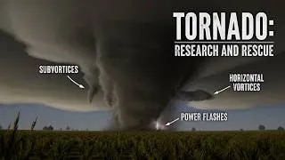 Thumbnail: Multivortex Tornado with Horizontal Vortices & Power Flashes! Tornado: Research and Rescue