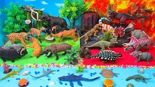 Thumbnail: Wild Animals, Dinosaurs & Sea Animals! 🦁🦖🐬 Learn Animal Names for Kids