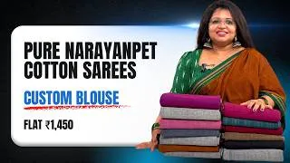 Thumbnail: ₹1,450 ❤️ Pure Narayanpet Cotton Sarees Paired with Custom Blouse. You'll Want to Wear Every Day.