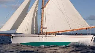 Thumbnail: ASMR pure cinematic sailing - wind, waves and a wooden boat (4K)