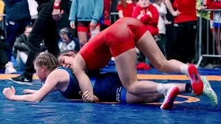 Thumbnail: U17 Mina Lindas Hansen (NOR) vs Kristy Beal (USA) 61kg. Girls women's greco youth wrestling. B-cam-m