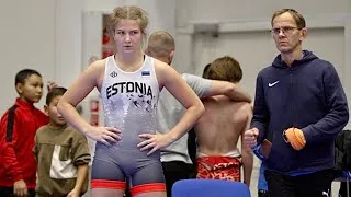 Thumbnail: U17 Kärol Tamson (EST) vs Saadat Myrzakanova (KGZ) 65kg. Girls women's youth wrestling tournament.