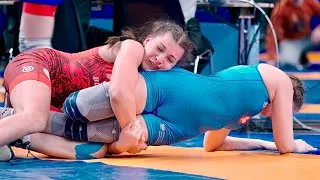 Thumbnail: U17 Valeria Stanceva (BUL) vs Matylda Dziadoszek (POL) 53kg. Girls women's youth wrestling. B-cam-m