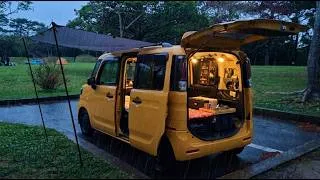 Thumbnail: ​☔ Cozy Micro Camper in Rainy Forest | Solo Female Camping ASMR