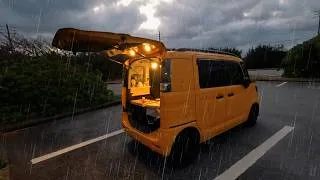 Thumbnail: ☔ Stormy Night & Cozy Vibes | Solo Female Micro Camper ASMR