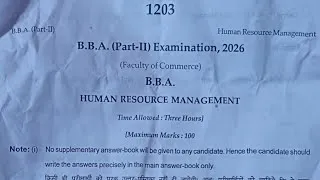 Thumbnail: Human Resource Management | B.B.A. 2nd Year Exam 2026 | BBA 1st Year Exam 2026 Paper 