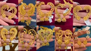Thumbnail: Latest 22k gold kan jhumka earrings//Light weight gold jhumka earrings 