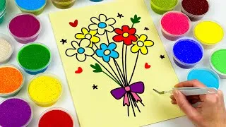Thumbnail: Sand painting a bouquet of wild flowers 💐