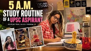 Thumbnail: 5 AM UPSC Study Vlog 📚 | Productive Day in My Life | Geography + Current Affairs + IR | UPSC 2027