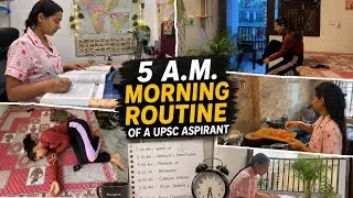 Thumbnail: 5 AM Productive Day in My Life 📚 | UPSC Study Vlog 2027 | Real Routine of a UPSC Aspirant in Delhi
