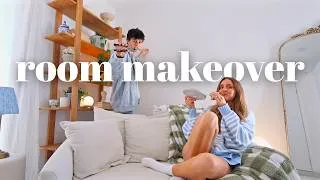 Thumbnail: *extreme* room makeover (coastal aesthetic on a budget, shopping + DIY shelf!)