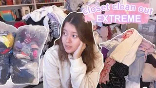 Thumbnail: EXTREME CLOSET CLEAN OUT || getting rid of all my clothes?!