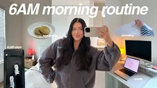 Thumbnail: 6AM productive morning routine🌱 10,000 steps, grocery haul & journaling