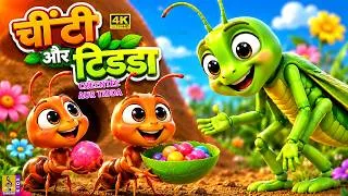 Thumbnail: चींटी और टिड्डा 🐜| Hindi Cartoon Story For Kids | Cheenti Aur Tidda | 4K Animation | Moral Story