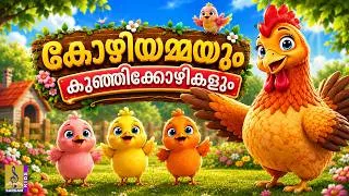 Thumbnail: 🐥 കോഴിയമ്മയും കുഞ്ഞിക്കോഴികളും | Malayalam Kids Cartoon | Hen Stories | Moral Stories in Malayalam