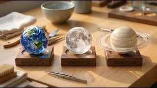 Thumbnail: Oddly Satisfying Crystal Planet Crafting ASMR | Earth, Moon & Saturn