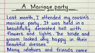 Thumbnail: Essay on a marriage party in English | A marriage party essay paragraph | Describe a marriage party 