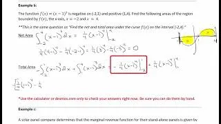 Thumbnail: 3.7 Area and the Integral (part 2) Total and Net Examples