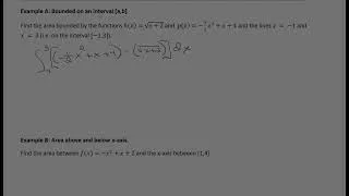 Thumbnail: 3.7 Area and the Integral (part 3) Area Between Two Curves