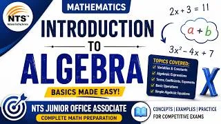 Thumbnail: Introduction to Algebra | Basics of Algebra Explained | NTS Junior Office Associate Math Preparation
