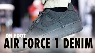 Thumbnail: ON FOOT! Nike Air Force 1 '07 LV8 Denim Anthracite Medium Ash Metallic Silver Schopes 4K IR0951-003