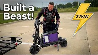 Thumbnail: We BUILT a 30,000W Electric Dual Motor Mini Bike! (It's a BEAST)