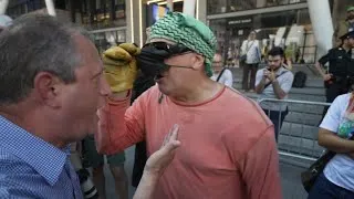 Thumbnail: Brad  Lander CONFRONTED, Flag RIPPED at MSG protest of RSS Speaker in NYC August 29, 2026