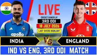 Thumbnail: India vs England 3rd ODI Match l IND vs ENG  Live Score and commentary, Last Over Highlights