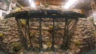 Thumbnail: HO scale C&O coal consist crossing viaduct bridge over deep gorge