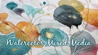 Thumbnail: Abstract Watercolor Painting with Mixed Media Zentangle Doodles! | Relaxing Art