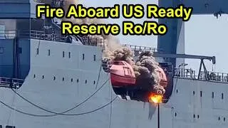 Thumbnail: Fire Aboard US Ready Reserve Vessel in Baltimore Harbor.