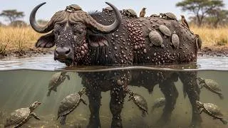 Thumbnail: Massive Water Buffalo Covered in Parasites Gets Cleaned by Nature! 😱🐃