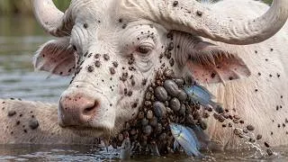 Thumbnail: Giant White Buffalo Covered in Thousands of Ticks! Fish Save Its Life Underwater #buffalo #wildlife