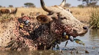 Thumbnail: Cow Covered in Ticks Gets Saved by Fish! 😱🐄 Incredible Parasite Removal Transformation