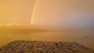 Thumbnail: Double Rainbow at Burning Man | 4K Drone