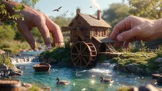 Thumbnail: Miniature Riverside Watermill Construction | Tiny Watermill Built from Scratch