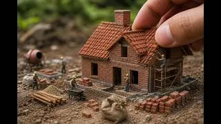 Thumbnail: 🏡 Miniature DIY Farmhouse Construction Timelapse | Tiny Brick Home Built from Scratch
