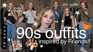 Thumbnail: What I Would Wear if I was in Friends- 90s-inspired outfits! thrifted pieces, jeans, skirts, tees!