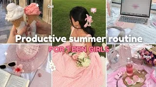 Thumbnail: Productive full day summer routine for Teens ✨🌷 I Step by step realistic and fun guide ⋆｡‧˚ʚ🍒ɞ˚‧｡⋆