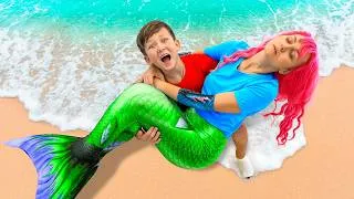 Thumbnail: Senya and Niki Find a Mermaid | Family Adventure Stories