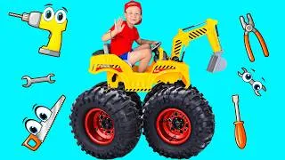 Thumbnail: Senya Tests the Biggest Machines Ever! Giant Wheels, Tanks and Tractors