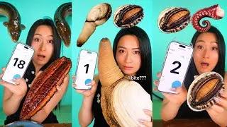Thumbnail: Eat seafood in __ bites🐙🦑💦😋