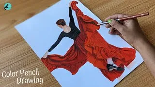 Thumbnail: Drawing a Dancing Girl using Color Pencils I Color Pencil Drawing of a Dancer I how to draw a dancer