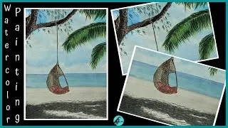 Thumbnail: Beach Vacation Painting I Easy Watercolor Painting I Watercolor study I Painting tropical landscape
