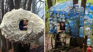 Thumbnail: Survival shelters that look completely insane - Crazy bushcraft experiment