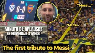 Thumbnail: Boca Juniors vs Vélez paused in the 10th minute to honor Lionel Messi following his retirement